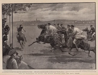 Polo by Moonlight in Malta, the Match between Army and Navy Teams
